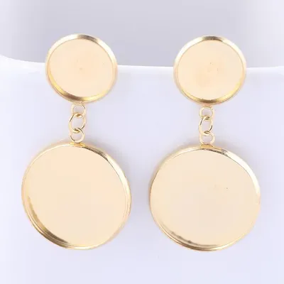 Base de boucles d'oreilles Cabochon en acier inoxydable plaqué or 10 pièces 12mm 20mm résultats