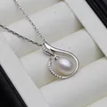 Collier de perles naturelles d'eau douce pour femme pendentif lune en argent regardé 925 bijoux