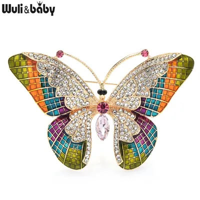 Wuli & baby – broche papillon en émail strass insectes beauté bureau cadeau décontracté
