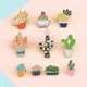 Broches vertes fraîches Cactus en pot broches en métal pour les amies bijoux de haute qualité