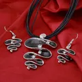 ZOSHI-Ensemble de bijoux ethniques avec ULen cuir collier multicouche boucles d'oreilles bijoux
