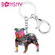Bonsny-porte-clés pendentif en émail Boston accessoire de chien Pit Bull cadeau Pom pour femmes