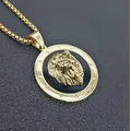 Collier rond avec pendentif tête de Lion pour hommes style Hip Hop couleur or Punk Animal tête