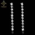 TREAZY – boucles d'oreilles de mariée en forme de carrés longues diamant couleur argent strass