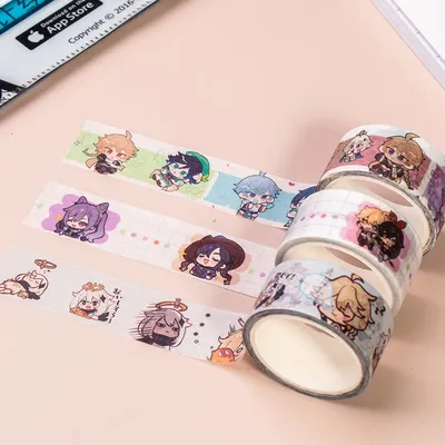Anime Genshin Demon Slayer Impact Big Paper Sticker Tape School Staacquersing Toy Gift Cosplay