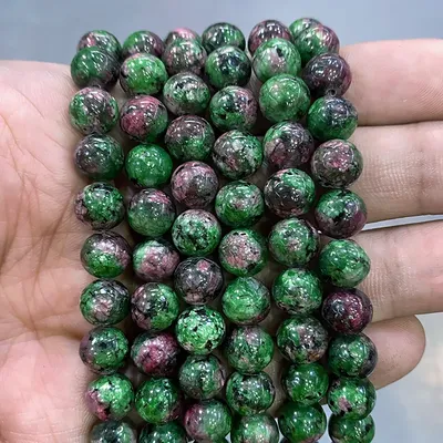 Perles rondes et amples en pierre de Tourmaline Zoisite naturelle collier pour bijouterie 15 "