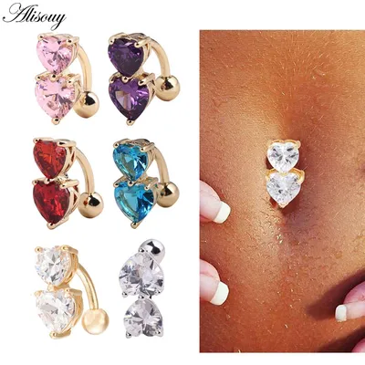 Alisouy – Piercing de nombril en acier et cristal 1 pièce boucles d'oreilles couleur or bijoux