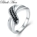 Black Awn-Bague de Fiançailles Classique en Argent 2022g Bijoux à la Mode Spinelle Noire pour