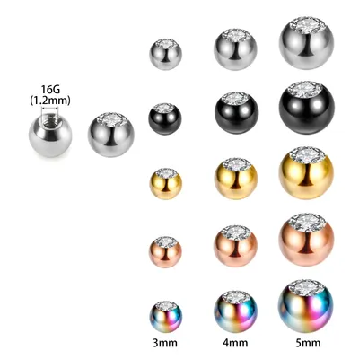Boules de rechange en acier inoxydable pour piercing bijoux de corps gemme CZ barre d'haltère