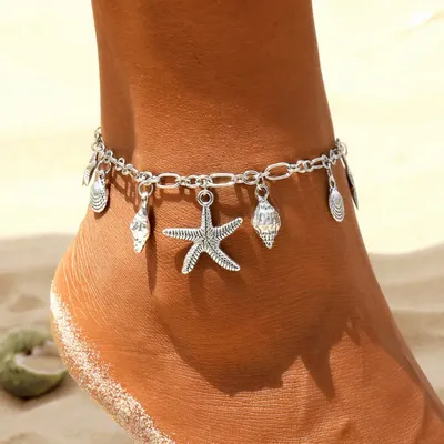 Bracelets de cheville Vintage pour femmes pendentif étoile de mer bohème plage été 2023