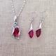 Ensemble de bijoux en argent regardé 925 pour femme collier boucles d'oreilles pendentif rouge