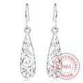 Boucles d'oreilles Vintage coréennes en argent Sterling 925 boucles d'oreilles pendantes à motif