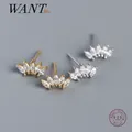 WANTME – boucles d'oreilles de luxe en argent Sterling 925 véritable Zircon blanc oeil de cheval