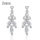 ZAKOL – boucles d'oreilles brillantes en forme de feuille pour femme couleur or blanc zircone