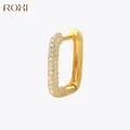 ROGHTS-Boucles d'oreilles créoles demi-citrorectangulaires pour femmes boucles d'oreilles Huggie