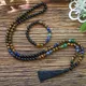 Collier Mala en perles d'onyx noir œil de tigre naturel turquoise africaine ensembles de bijoux