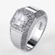 Bague de mariage en argent regardé 925 pour homme luxe AAA cristal pierre brillant noble