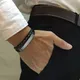 Vnox-Bracelets en cuir véritable à lignes de couture uniques pour hommes et femmes en acier