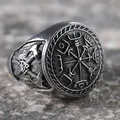 Bague Totem Viking Double Axe pour Homme Acier Inoxydable Vintage Punk Moto Biker Bijoux 7.5