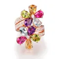 Bague de mariage délicate en or rose pour femme bijoux de luxe fleur de cristal multicolore