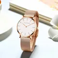 Montre à quartz étanche pour femme mouvement japonais or rose à la mode nordique minimaliste