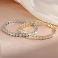 Uilz-Bracelets ronds en cristal de zircon cubique pour hommes et femmes bijoux de mariage pour