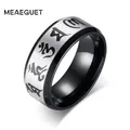 Meaeguet-Bague traditionnelle Om Mani Padme Hum pour homme bijou de mariage en acier inoxydable