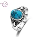 Bagues de fiançailles en argent regardé 925 pour femmes et hommes turquoise naturelle bijoux fins