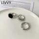 LIVVY – bague ronde noire couleur argent pour femmes magnifique bague ouverte pour les doigts