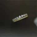 Bague en cristal double nucléopavé pour femme argent regardé 925 bijoux plaqués or 14 carats
