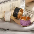 17KM – bague Vintage géométrique en émail pour femmes anneau ouvert violet fait à la main bijoux