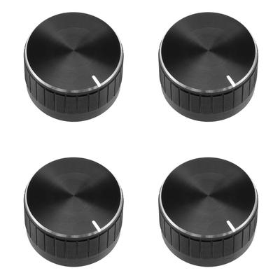 4Pcs 30x17mm Aluminium Alloy Potentiometer Rotary Knob Knurled Shaft Hole - Black - #B-4pcs-black