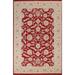 Red Floral Peshawar Chobi Oriental Area Rug Hand-knotted Wool Carpet - 6'6" x 9'10"