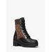 Michael Kors Brea Leather and Logo Jacquard Combat Boot Brown 5