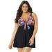 Plus Size Women's Tie Front V-Neck Swimdress by Swimsuits For All in Sparkler Leaf Print (Size 10)