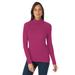 Plus Size Women's Ribbed Cotton Turtleneck Sweater by Jessica London in Raspberry (Size 30/32) Sweater 100% Cotton