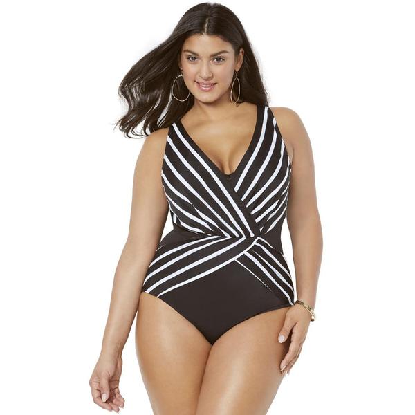 plus-size-womens-surplice-one-piece-swimsuit-by-swimsuits-for-all-in-black-white-stripe--size-6-/