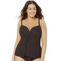 Plus Size Women's Faux Flyaway Crochet Underwire Tankini Top by Swimsuits For All in Black (Size 10)