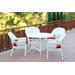 5Pc White Wicker Dining Set - Brick Red Cushions- Jeco Wholesale W00206D-B-G-FS018