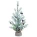 Transpac Artificial 18 in. White Christmas Faux Icy Pine with Burlap Base Tree