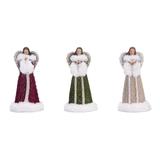 Transpac Resin 8 in. Multicolor Christmas Accent Sweater Angel Figurine Set of 3