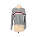 Another Love Sweatshirt: Crew Neck Covered Shoulder Gray Color Block Tops - Women's Size X-Small