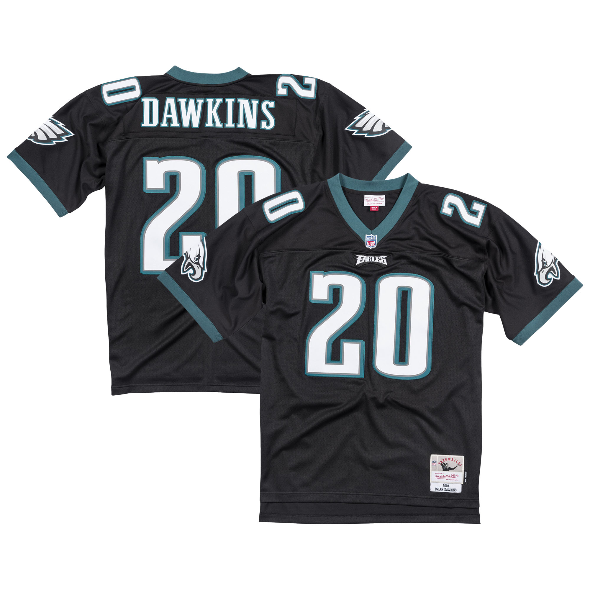 Schwarzes Philadelphia Eagles Legacy Replica-Trikot von Brian Dawkins von Mitchell & Ness für Herren Image