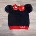 Disney Accessories | Disney Minnie Mouse Hat With Bow And Pom Pom Ears! Super Cute! | Color: Black/Red | Size: Osg