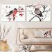 East Urban Home Bullfinch Bird On A Branch - 2 Piece Wrapped Canvas Painting Set Canvas in Gray/Red | 24 H x 64 W x 1 D in | Wayfair