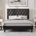 Mercury Row® Low Profile Linen or Faux Leather Upholstered Bed Faux leather in Black | 49.2 H x 56.1 W x 77.2 D in | Wayfair
