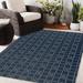 Navy/White Rectangle 9' x 12' Area Rug - Union Rustic Abisai Geometric Indoor/Outdoor Area Rug 108.0 x 0.08 in blue/Polyester | Wayfair