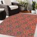 Green/Orange 96 x 0.08 in Area Rug - Dakota Fields Chea Floral Pink/Orange/Green Indoor/Outdoor Area Rug Polyester | 96 W x 0.08 D in | Wayfair