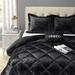 House of Hampton® Nussbaum Crushed Velvet Diamond Quilted Comforter Set Velvet in Black | Full/Queen Comforter+2Standard Sham+Throw Pillow | Wayfair