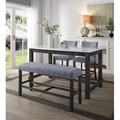 Red Barrel Studio® Mahria Counter Height Trestle Dining Table Marble/Granite/Wood in Brown/White | 36 H x 60 W x 36 D in | Wayfair